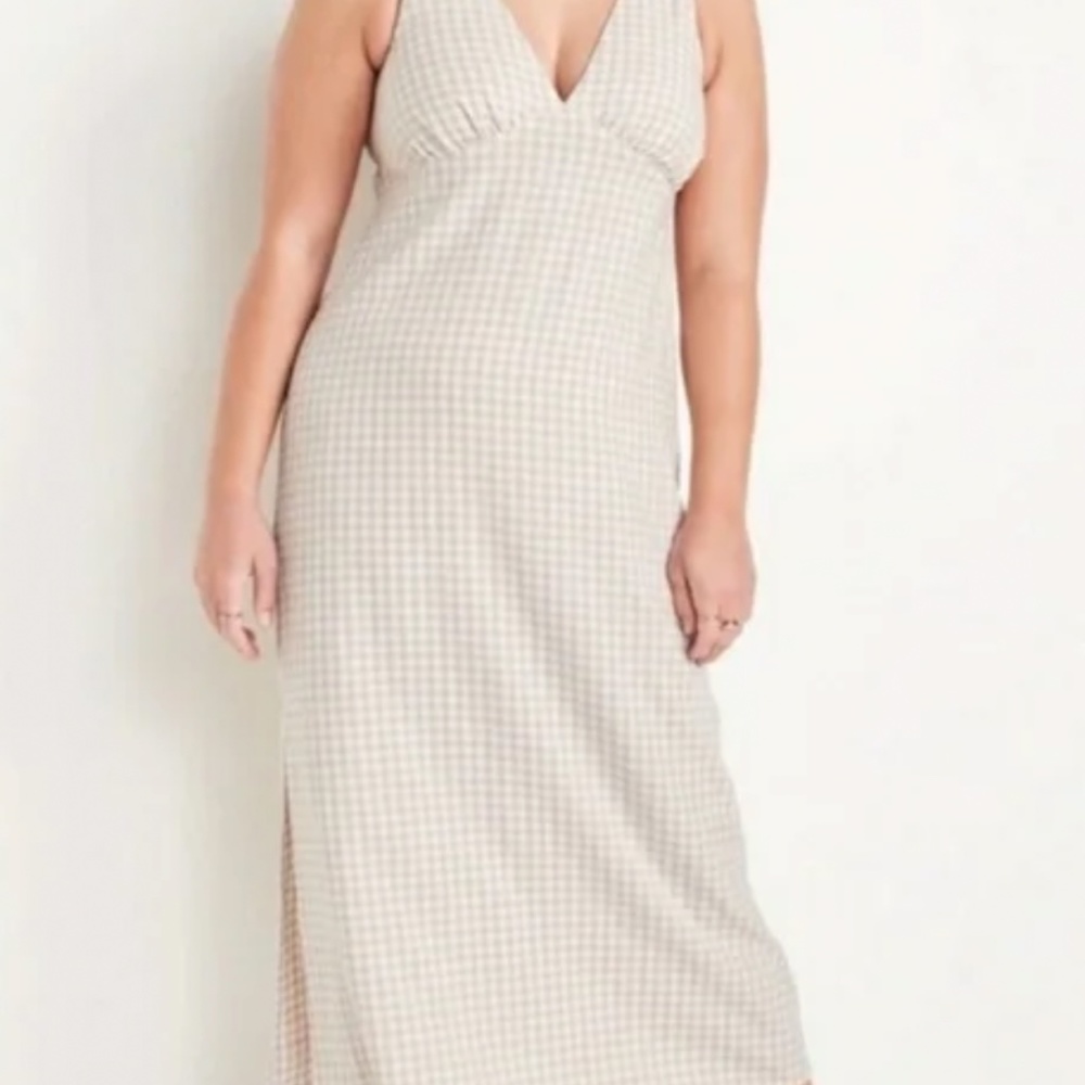 Old Navy Linen Blend Gingham Sheath Dress Worn Once